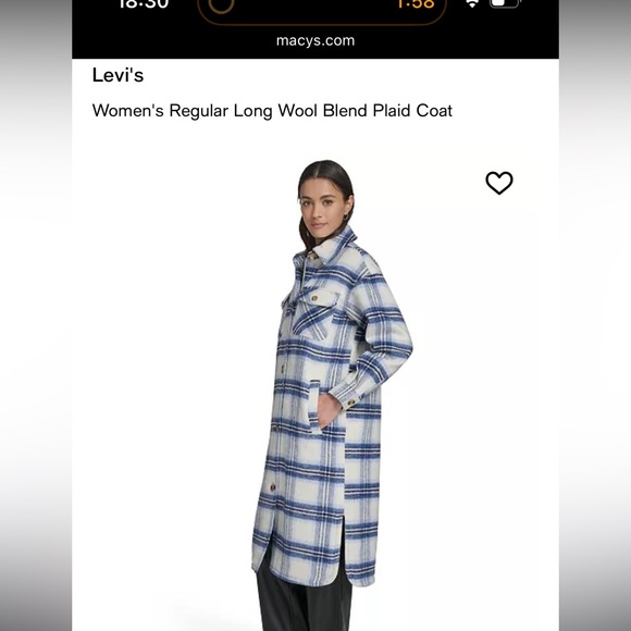 Plaid Levi’s Longline Coat - Picture 6 of 6